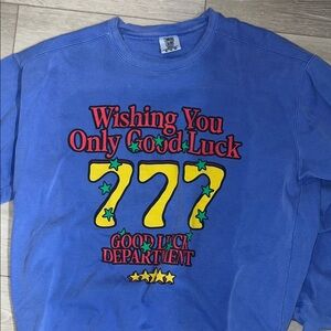 Blue Good Luck Graphic Sweatshirt